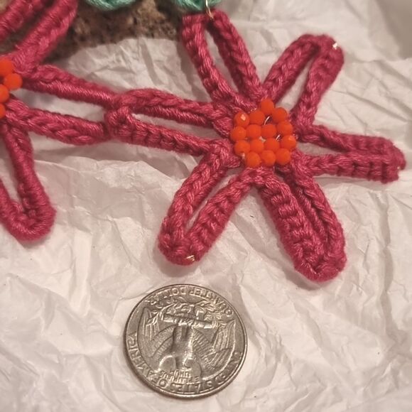 New ZARA Bright Flower Beaded Earrings - Picture 8 of 10